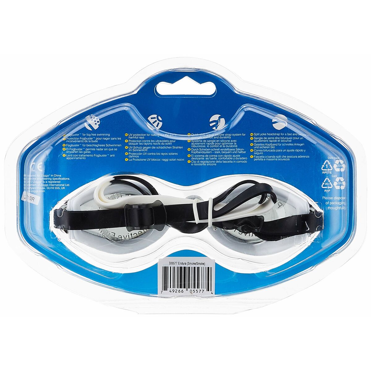 Schwimmbrille Zoggs 461006-WHBK-TSM Schwarz Einheitsgröße