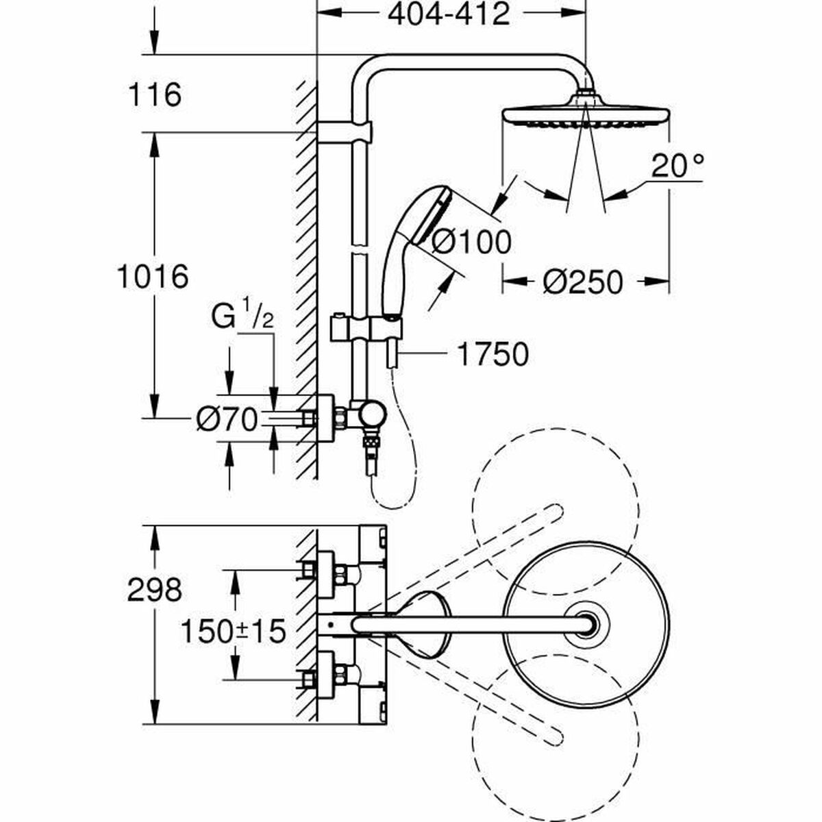 Dusche Säule Grohe Vitalio Start 250