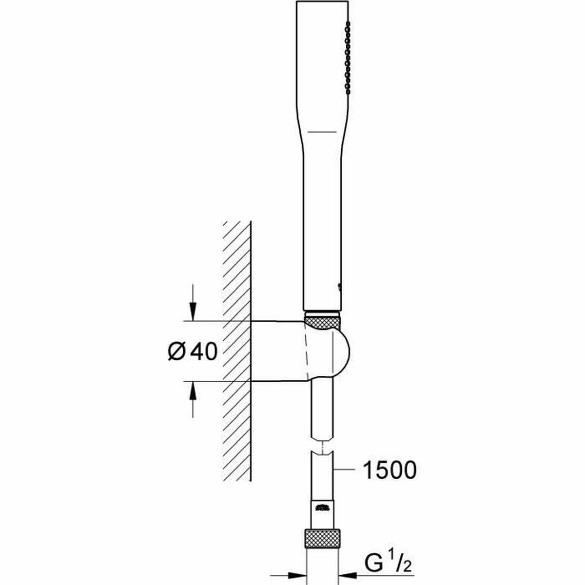 Duschkopf mit Schlauch zum Steuern des Wasserstrahls Grohe Vitalio Get Stick 27459000 Verchromt 150 cm 1 Position