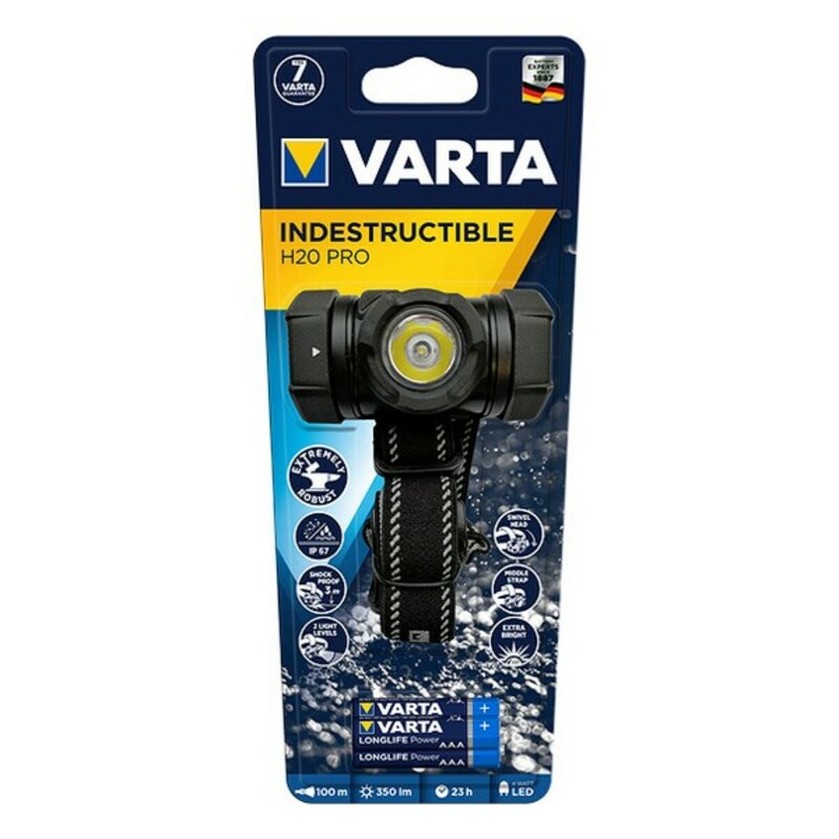 LED-Kopf-Taschenlampe Varta H20 PRO IP67 4 W 350 lm