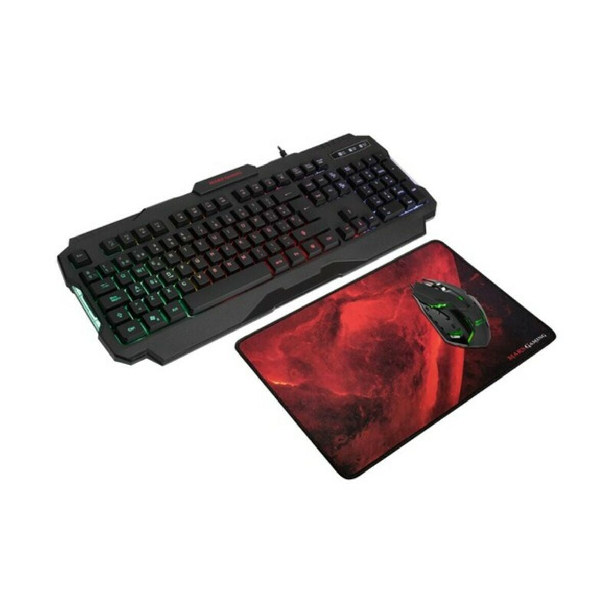 Tastatur und Gaming Maus Mars Gaming MCP118 Schwarz Qwerty Spanisch