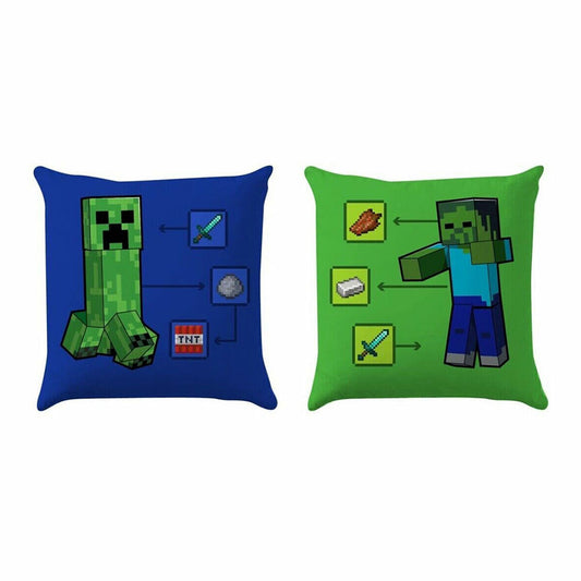 Kissen Minecraft Blau grün 35 x 35 cm karriert