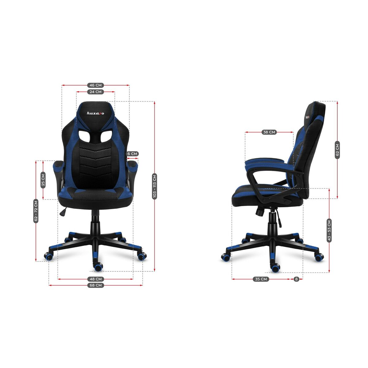 Gaming-Stuhl Huzaro FORCE 2.5 Blau Schwarz