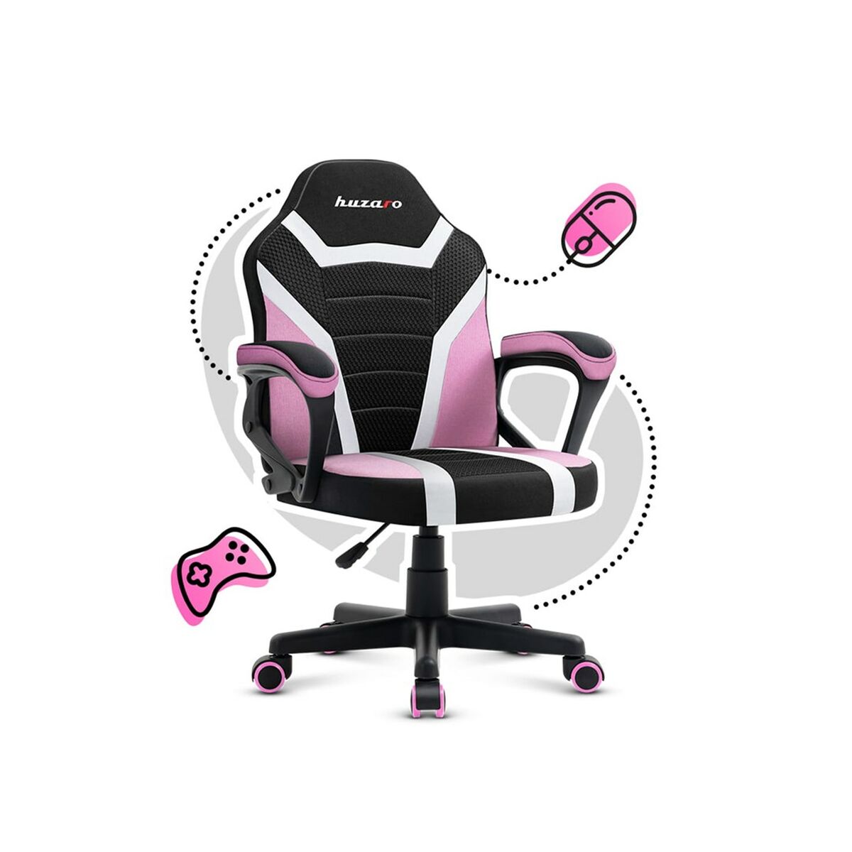 Gaming-Stuhl Huzaro HZ-Ranger 1.0 pink mesh Schwarz/Rosa Kinder