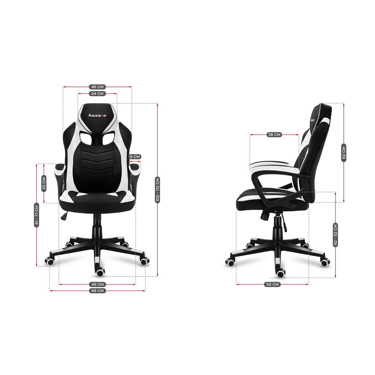 Gaming-Stuhl Huzaro HZ-Force 2.5 White Mesh         Weiß Schwarz