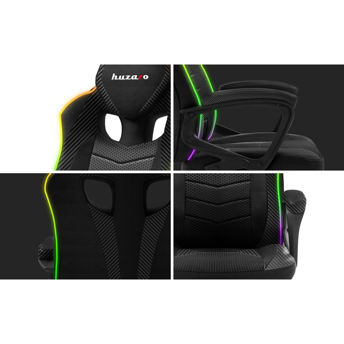 Gaming-Stuhl Huzaro HZ-Force 2.5 RGB Mesh Schwarz Grau