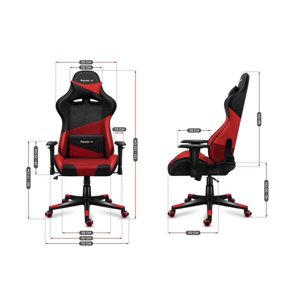 Gaming-Stuhl Huzaro Hz-Force 6.2 Red Mesh Rot