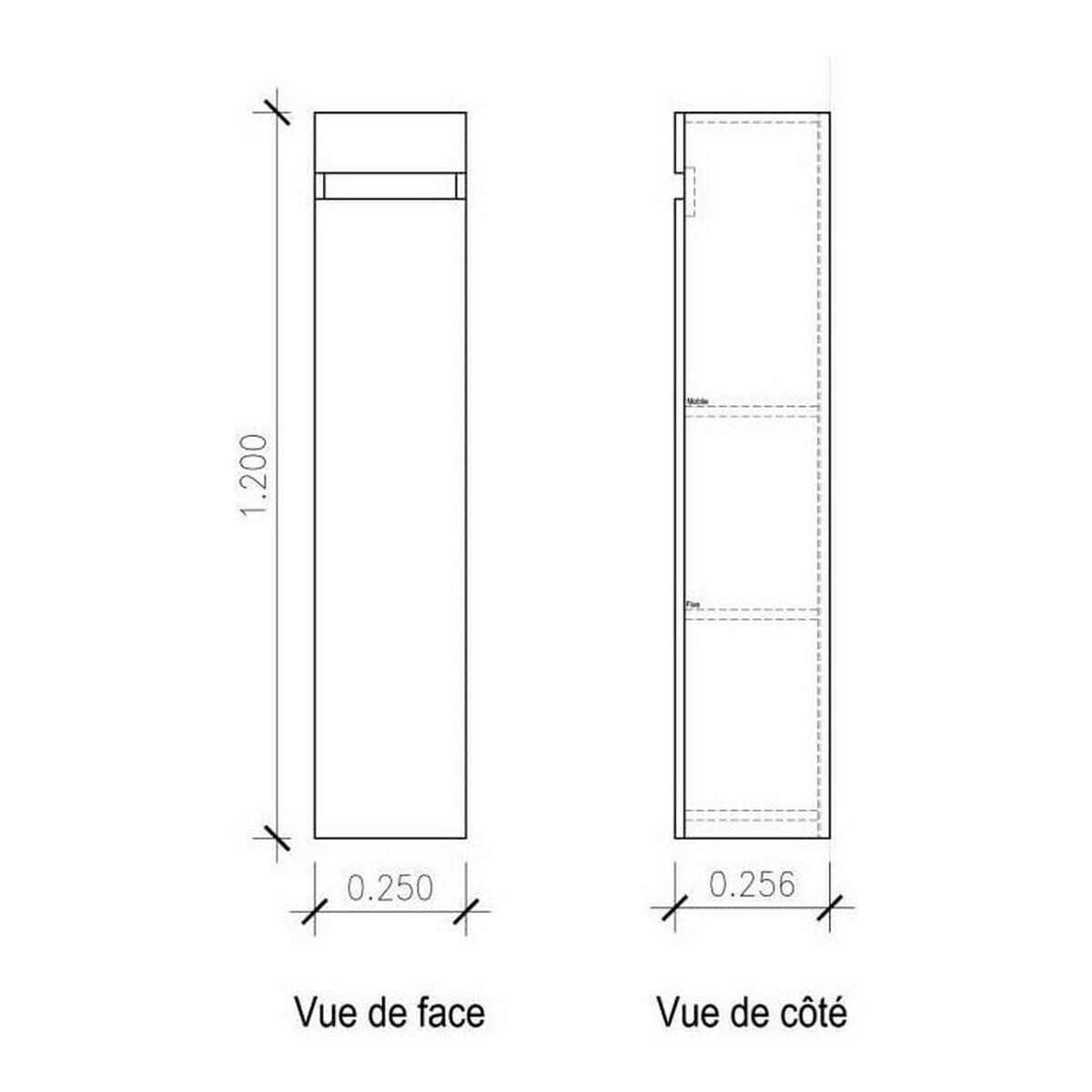 Schrank Luna Grau 25 x 25 x 120 cm