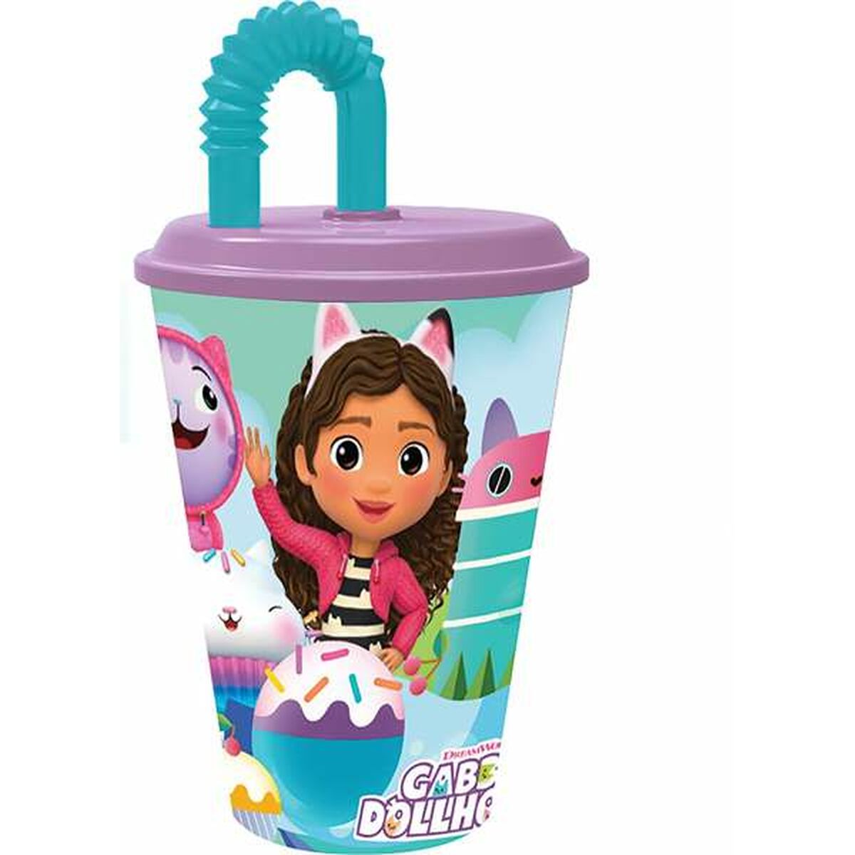 Becher mit Strohhalm Gabby's Dollhouse 430 ml