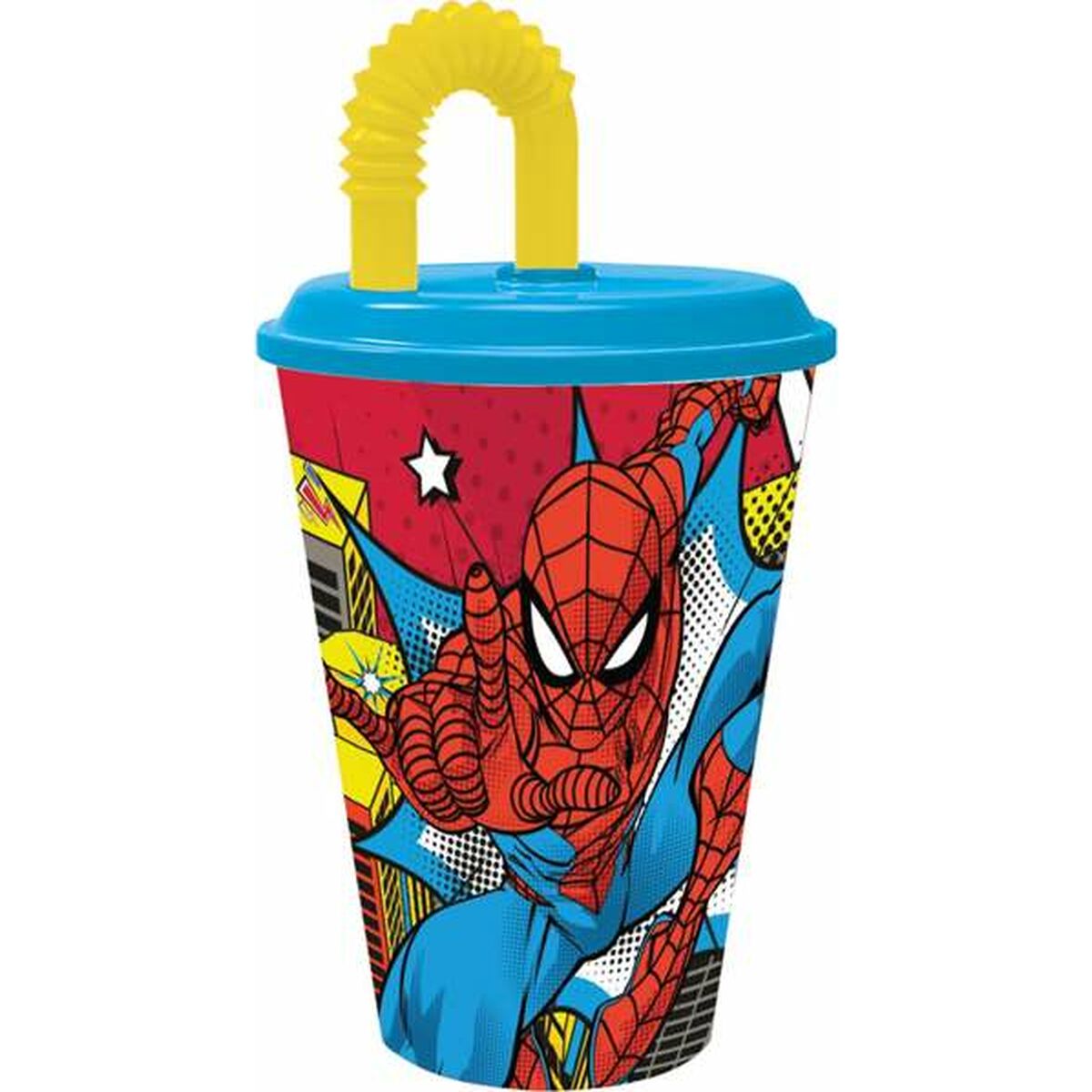 Becher mit Strohhalm Spider-Man Arachnid Grid 430 ml