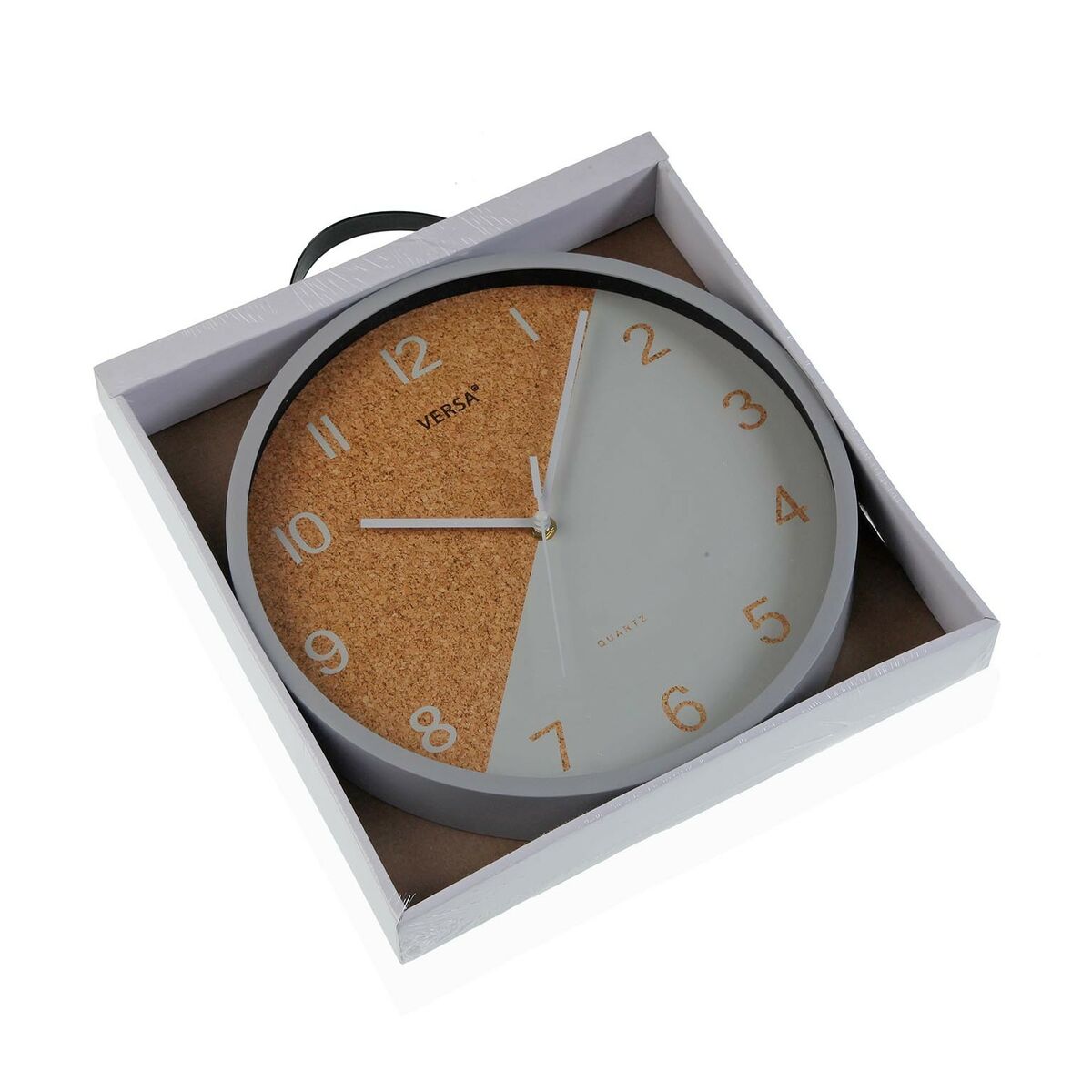 Wanduhr Versa Cork Grau Kunststoff 4,5 x 30 x 30 cm