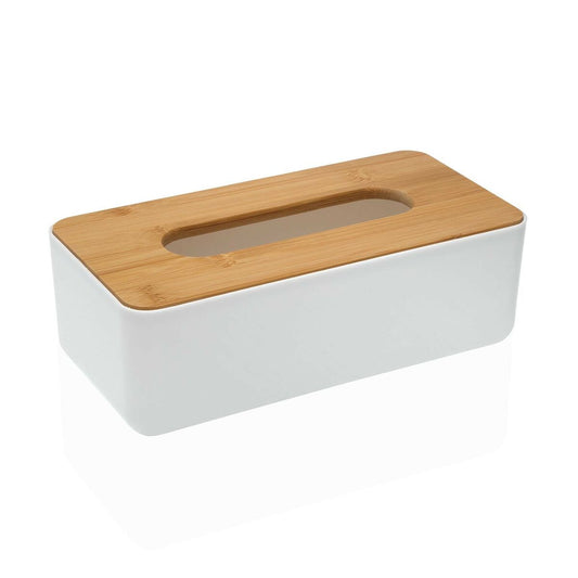 Tissue-Box Versa Bambus Polypropylen 13,1 x 8,6 x 26,1 cm Weiß