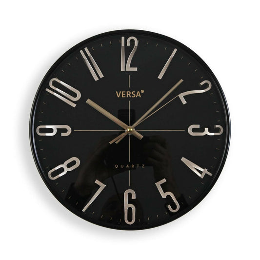 Wanduhr Versa Schwarz Gold Kunststoff Quarz 4,3 x 30 x 30 cm