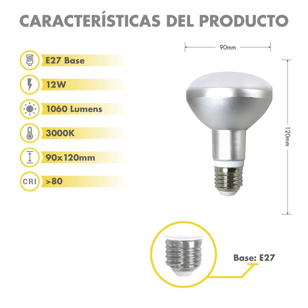 LED-Lampe Silver Electronics 999007 R90 E27 12 W 3000K