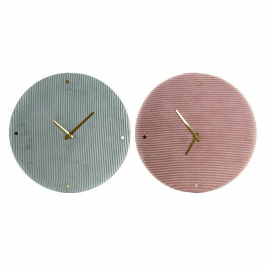 Wanduhr DKD Home Decor grün Rosa 40,5 x 5,5 x 40,5 cm (2 Stück)