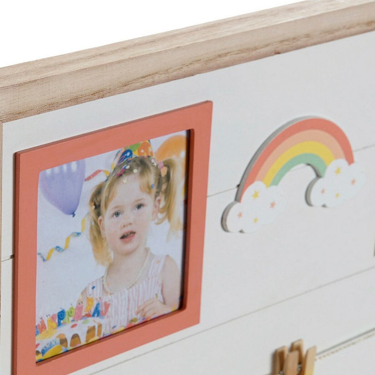 Bilderrahmen mit Klammern DKD Home Decor Holz MDF Für Kinder Regenbogen 42 x 2 x 32 cm (2 Stück)