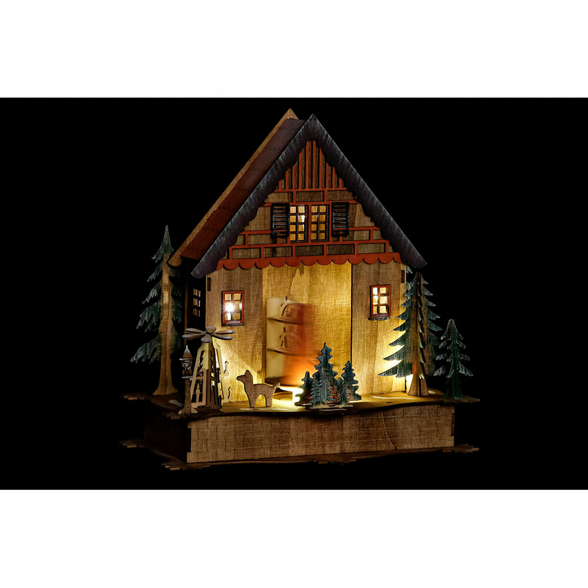 Weihnachtsschmuck DKD Home Decor Haus grün Orange natürlich Holz 27 x 13,5 x 28 cm (3 Stück)