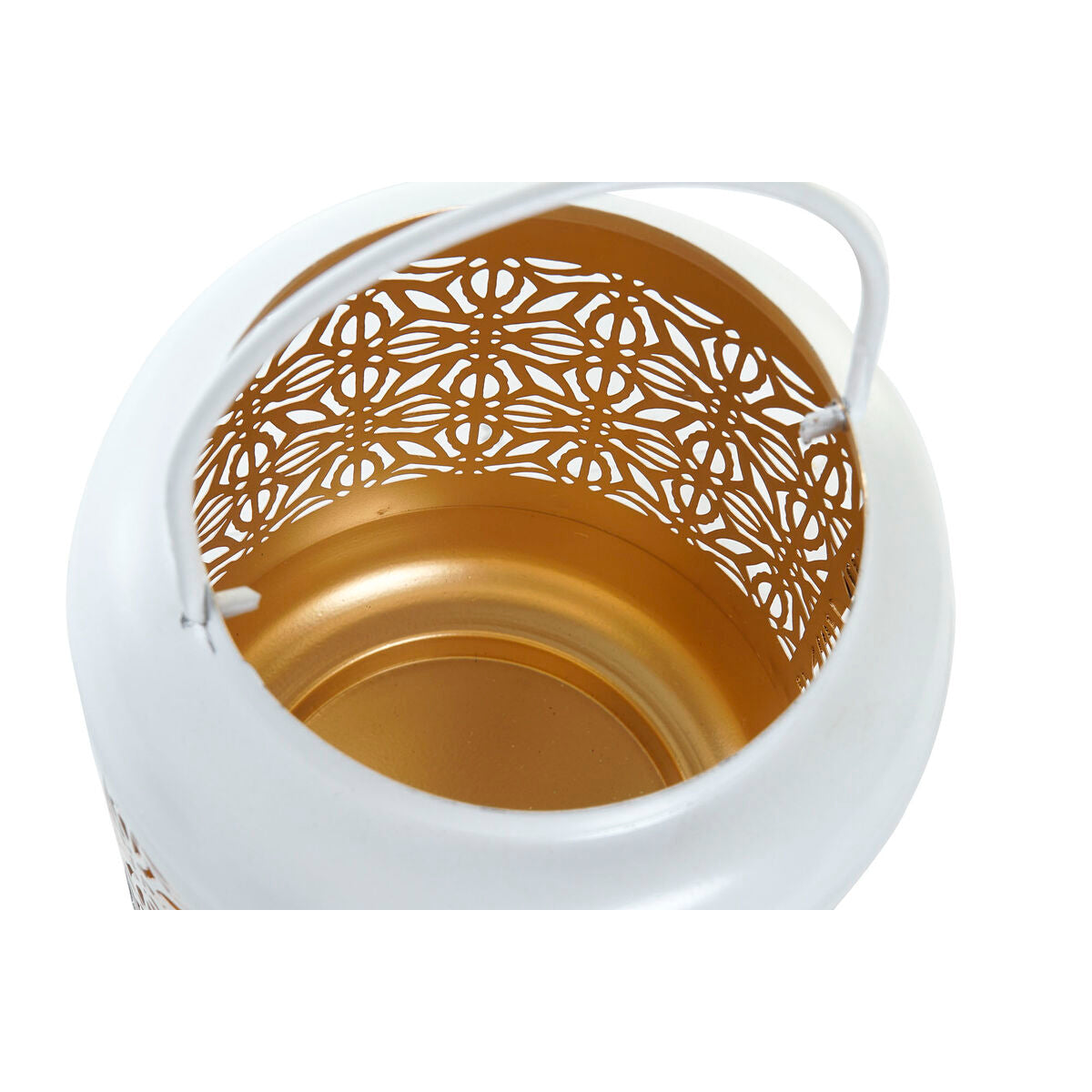 Laterne DKD Home Decor Weiß Orange Gold Aluminium Kunststoff 15 x 15 x 20 cm