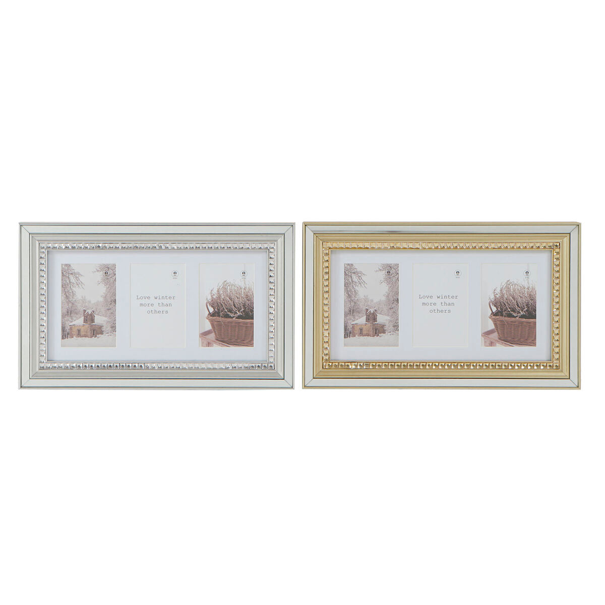 Fotorahmen DKD Home Decor Luxury Kristall polystyrol Gold Silberfarben Traditionell 46,5 x 2 x 28,5 cm (2 Stück)