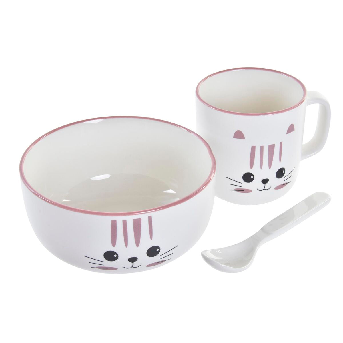 Kindergeschirr-Set DKD Home Decor Katze