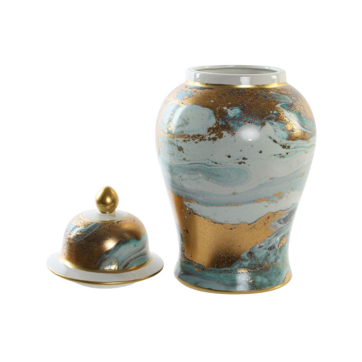 Vase DKD Home Decor Porzellan Blau Gold Moderne (23 x 23 x 43 cm)