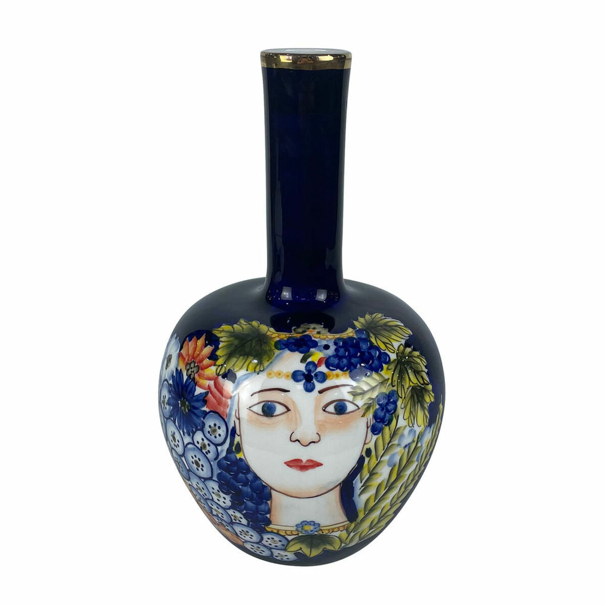 Vase DKD Home Decor Gesicht Porzellan Blau Bunt 17 x 17 x 30 cm