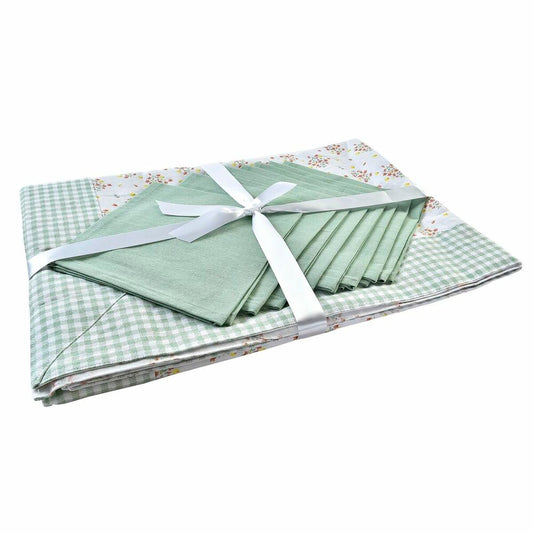 Tischwäsche-Set DKD Home Decor Blomster 150 x 250 x 0,5 cm grün