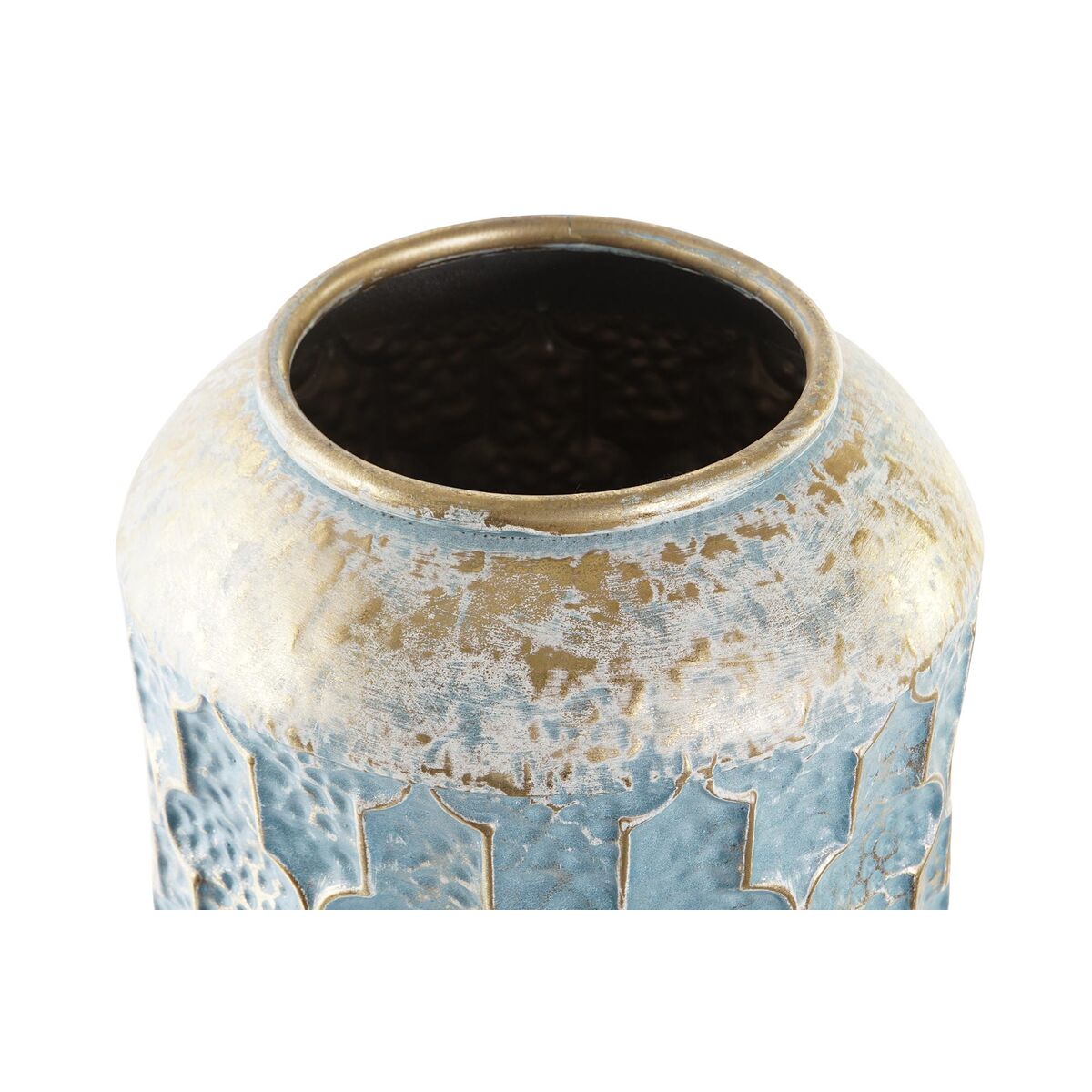 Vase DKD Home Decor Antiker Finish Blau Gold Metall Araber (23 x 23 x 52 cm)