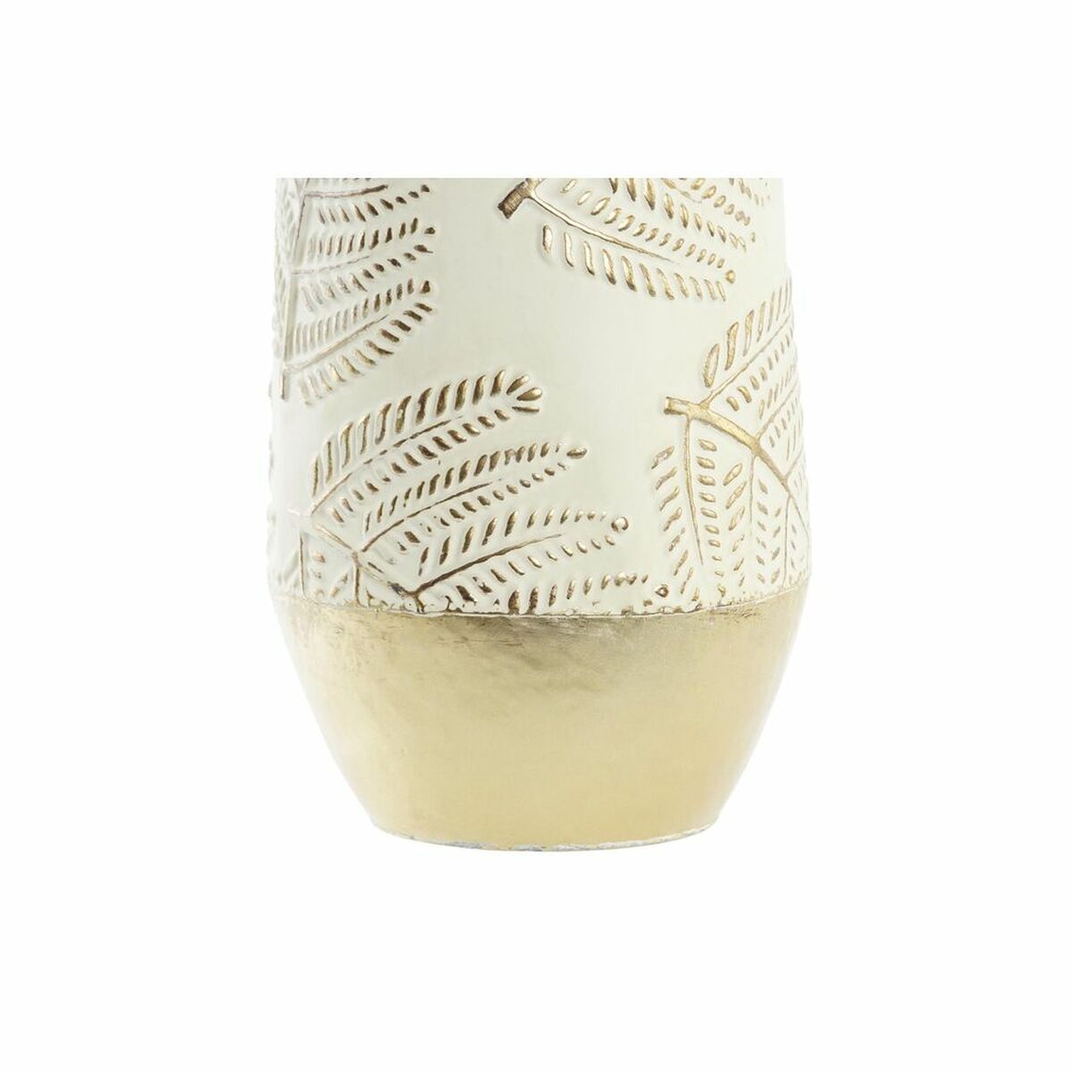 Vase DKD Home Decor Gold Metall Creme Tropical Pflanzenblatt (19 x 19 x 76 cm)