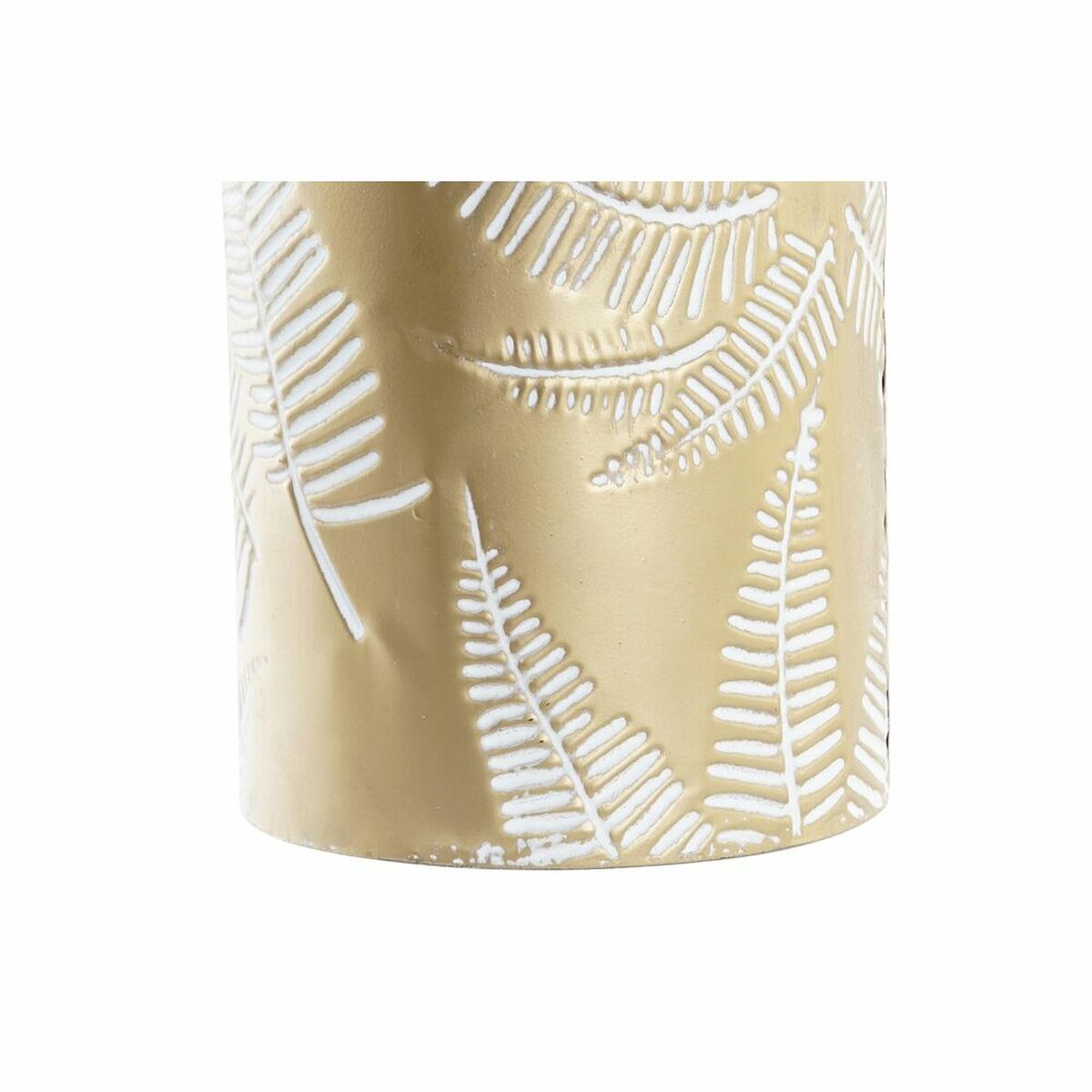 Vase DKD Home Decor Gold Metall Creme Tropical Pflanzenblatt (21 x 21 x 81 cm)