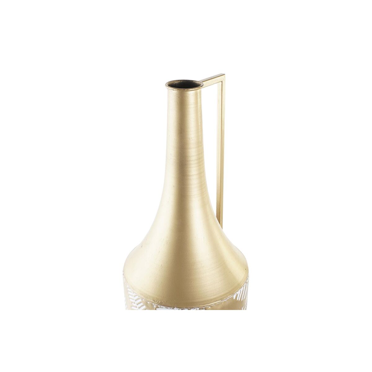 Vase DKD Home Decor Gold Metall Creme Tropical Pflanzenblatt (21 x 21 x 81 cm)