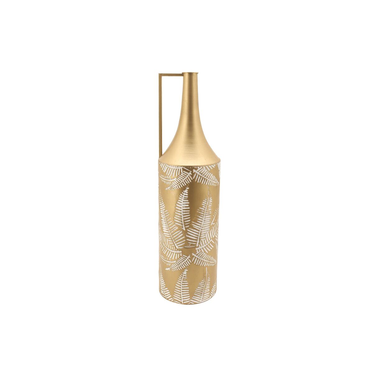 Vase DKD Home Decor Gold Metall Creme Tropical Pflanzenblatt (21 x 21 x 81 cm)