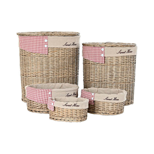 Korbsatz DKD Home Decor Rot Beige natürlich korb Cottage 51 x 37 x 56 cm (5 Stücke) (5 Stück)