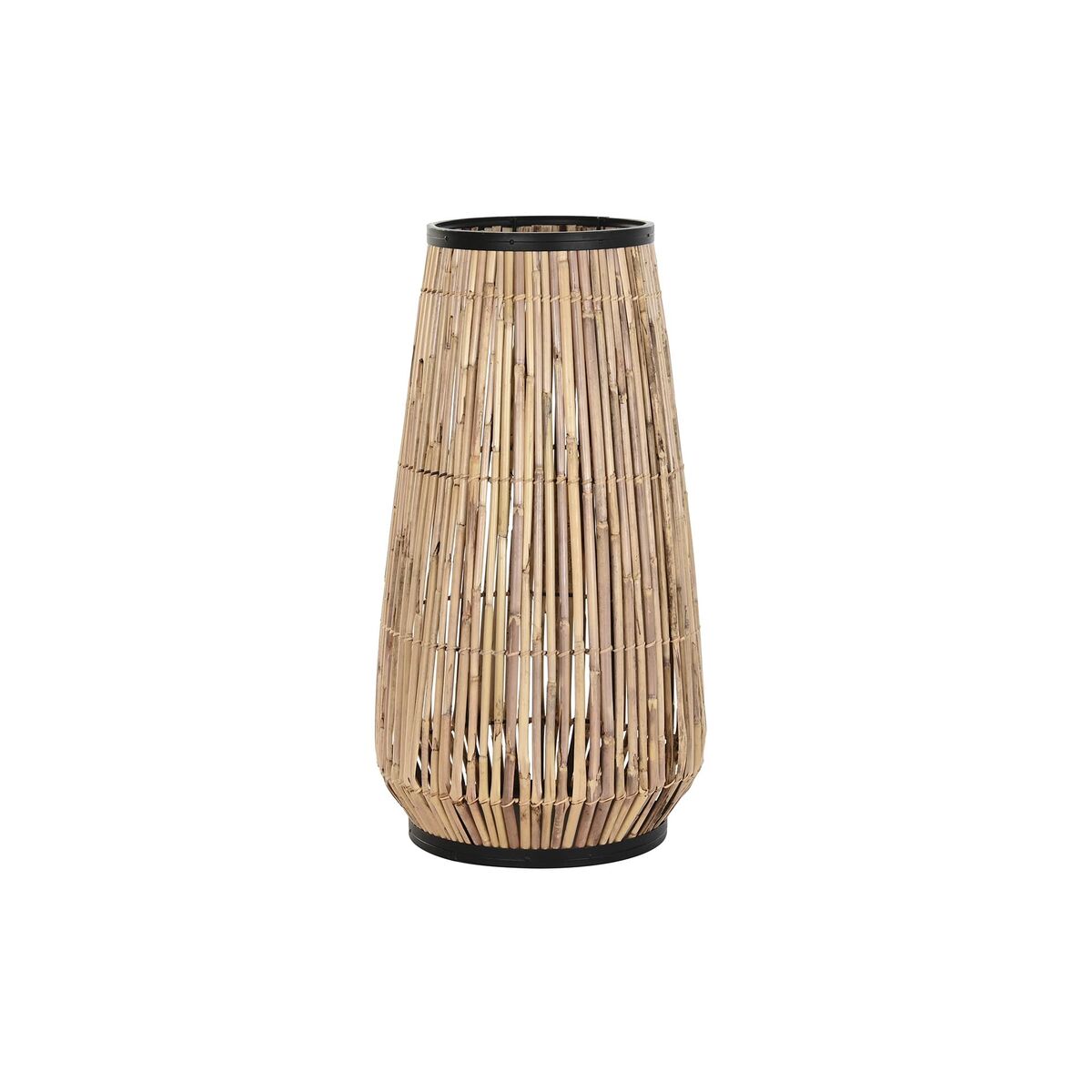 Vase DKD Home Decor natürlich Schwarz Metall Rattan 38 x 38 x 73 cm