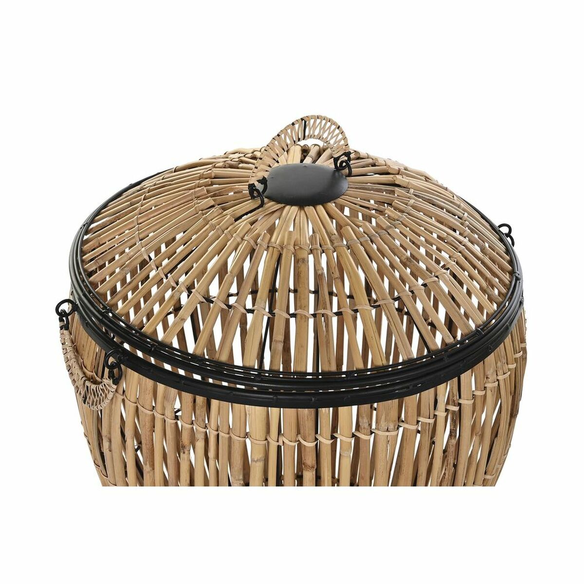 Korbsatz DKD Home Decor Schwarz natürlich Metall Rattan 48 x 48 x 55 cm (2 Stück)