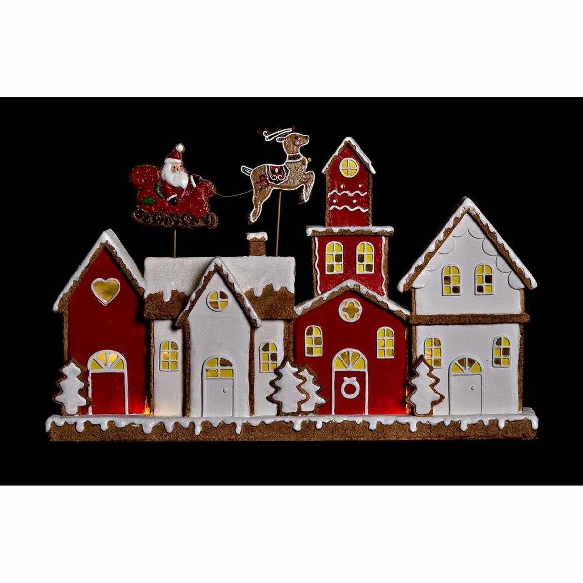 Weihnachtsschmuck DKD Home Decor Haus Weiß Rot Harz 41 x 7,5 x 27 cm