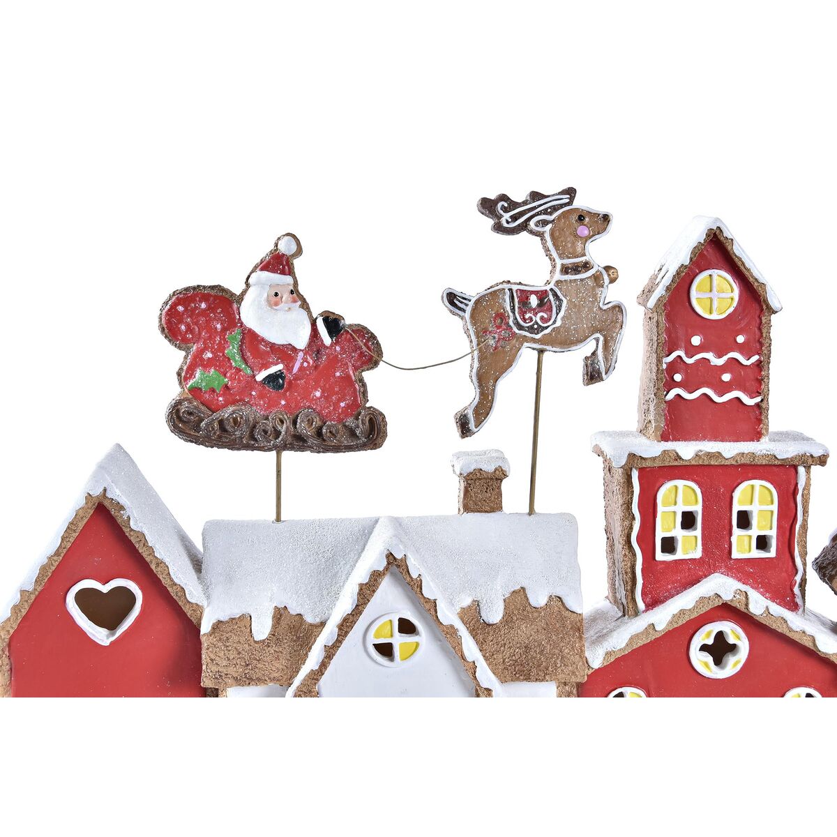 Weihnachtsschmuck DKD Home Decor Haus Weiß Rot Harz 41 x 7,5 x 27 cm