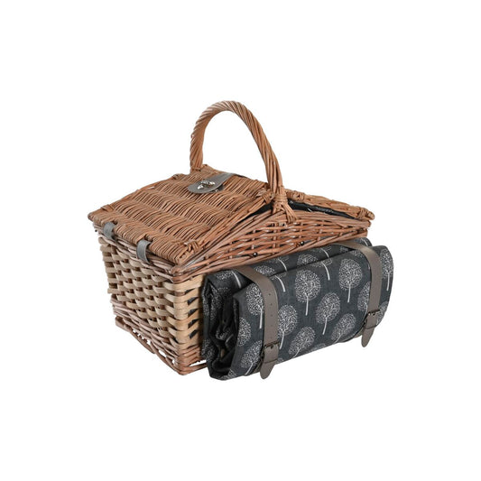 Korb DKD Home Decor Picnic Grau natürlich Holz korb 40 x 28 x 19 cm