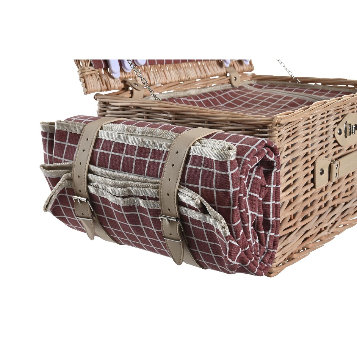 Korb DKD Home Decor Picnic natürlich Rot korb (44 x 30 x 22 cm)