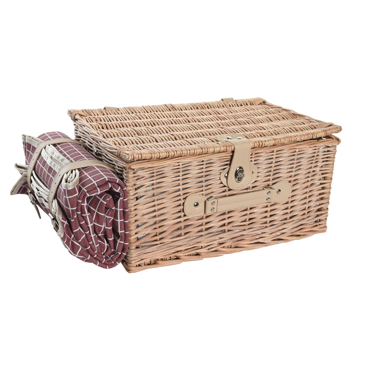 Korb DKD Home Decor Picnic natürlich Rot korb (44 x 30 x 22 cm)