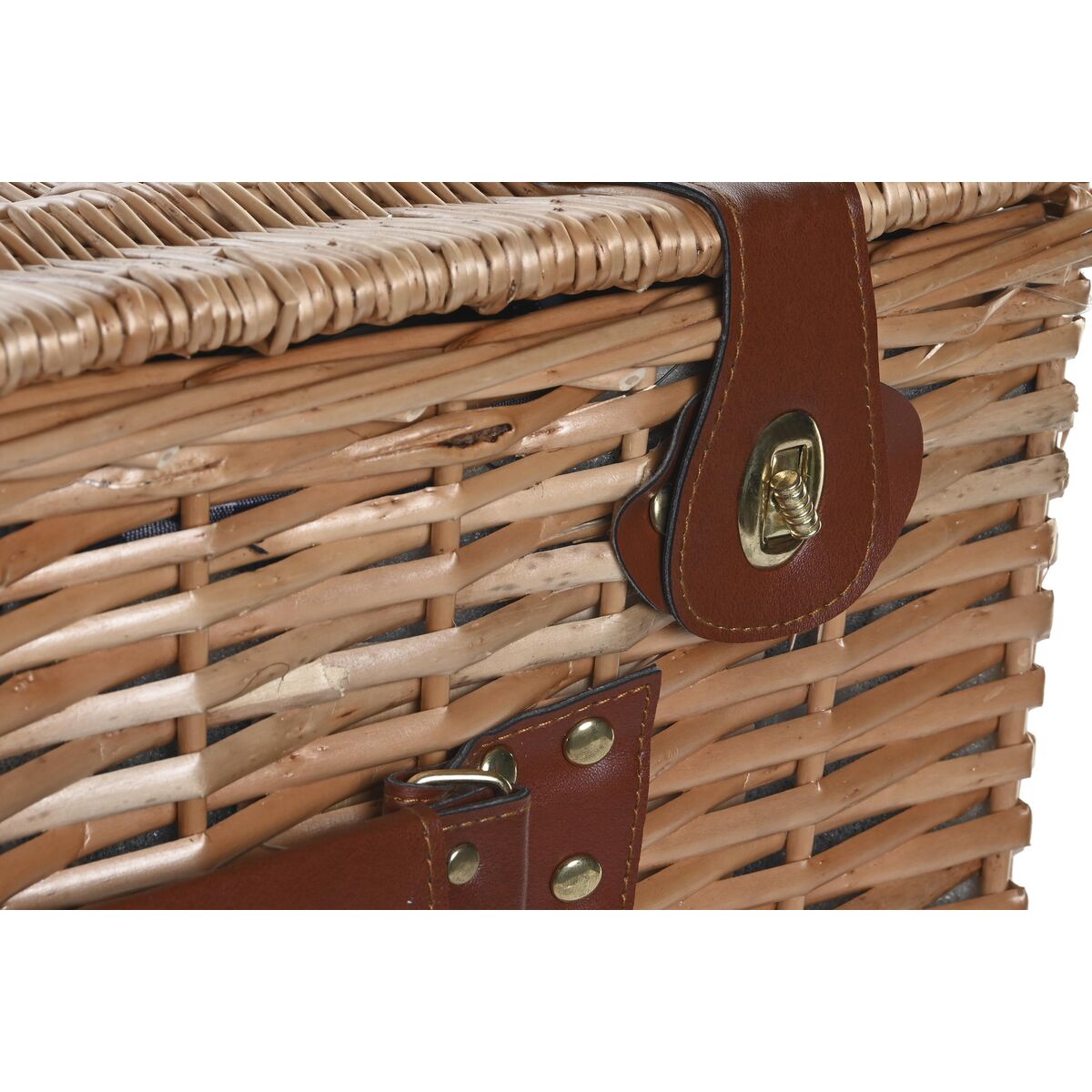 Korb DKD Home Decor Picnic natürlich Blau korb (48 x 32 x 22 cm)