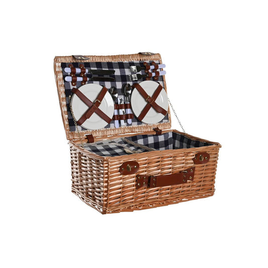 Korb DKD Home Decor Picnic natürlich Blau korb (48 x 32 x 22 cm)