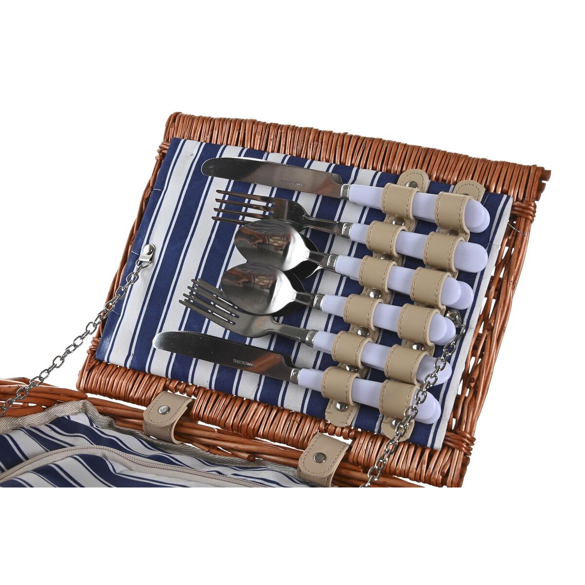 Korb DKD Home Decor Picnic Braun Marineblau korb 42 x 30 x 20 cm