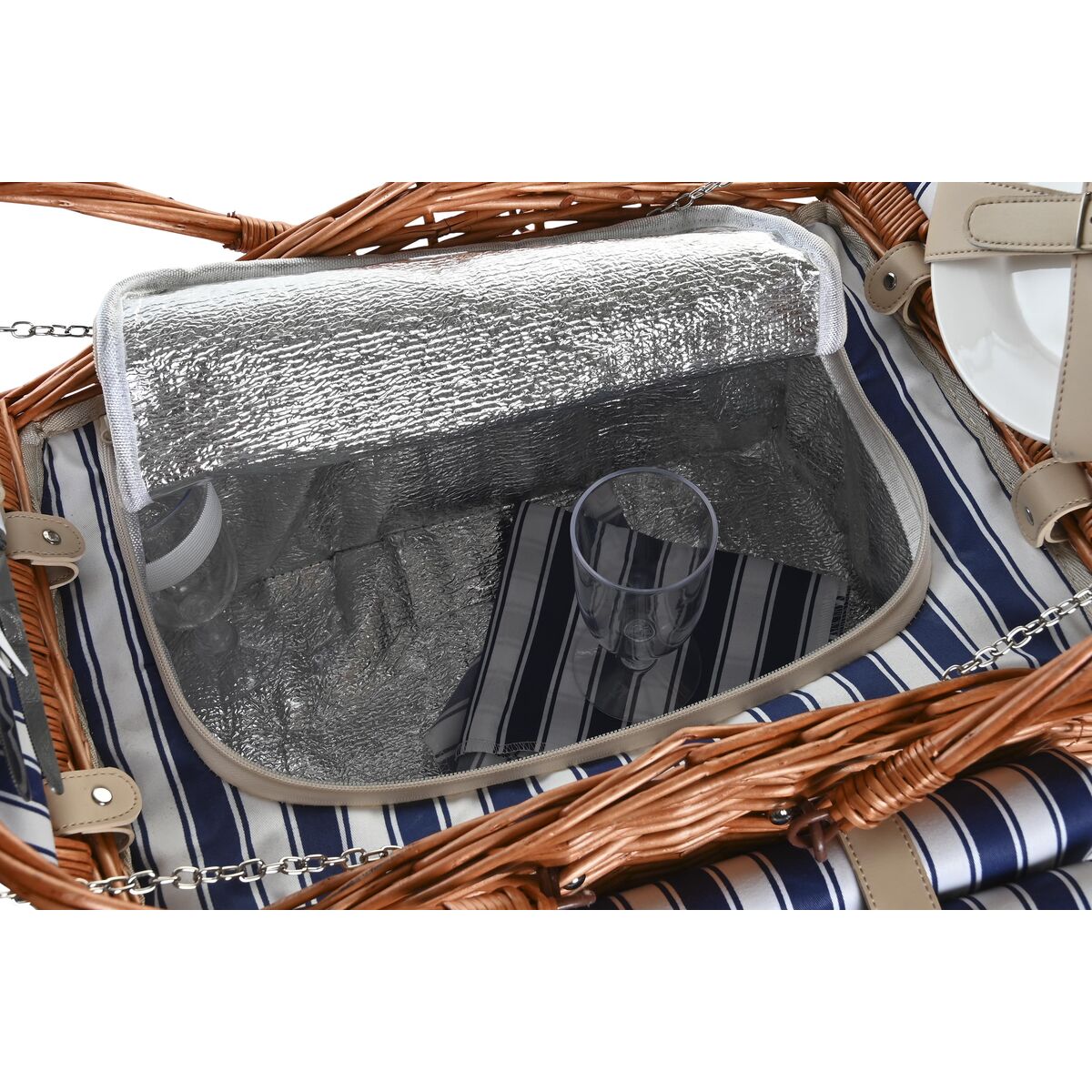 Korb DKD Home Decor Picnic Braun Marineblau korb 42 x 30 x 20 cm