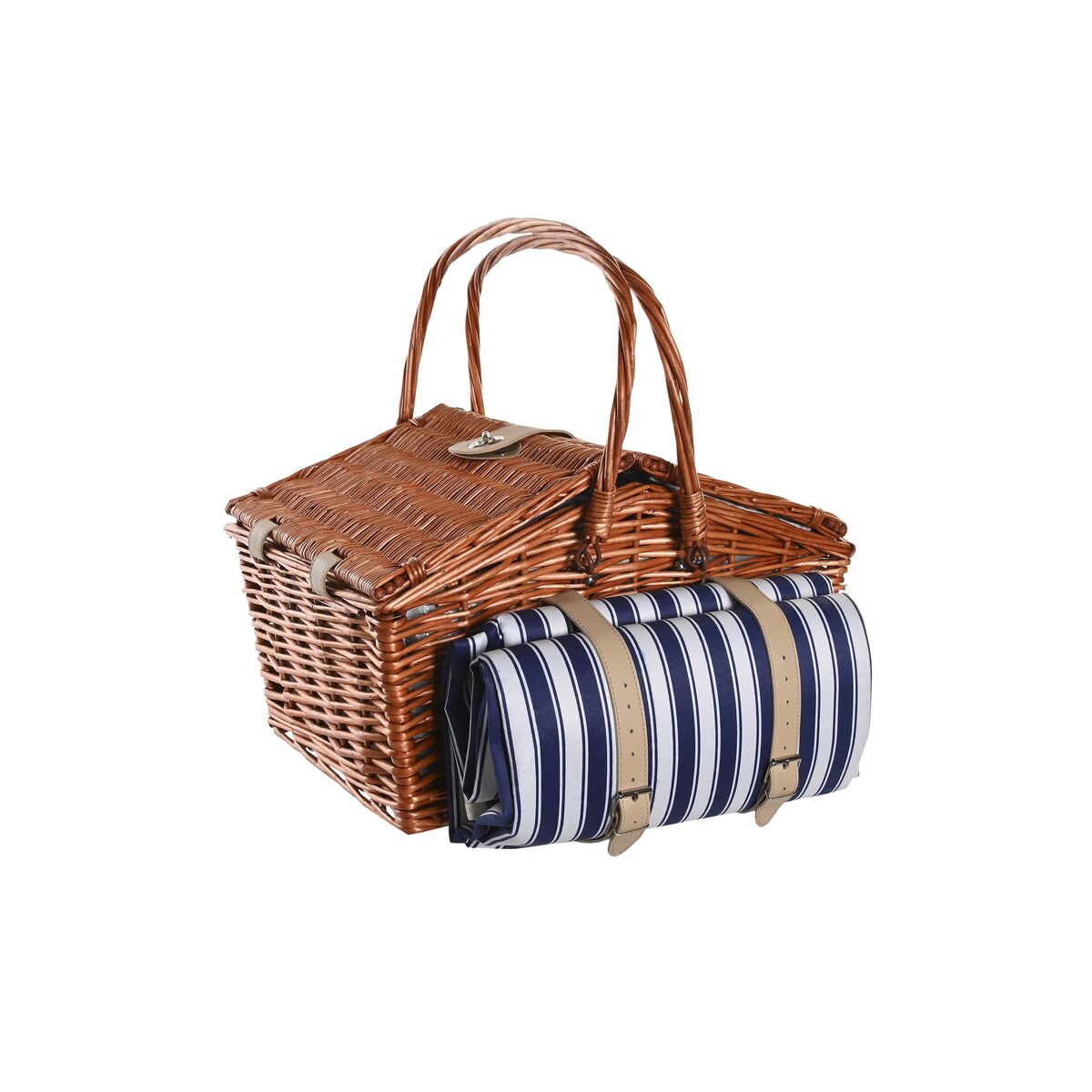 Korb DKD Home Decor Picnic Braun Marineblau korb 42 x 30 x 20 cm