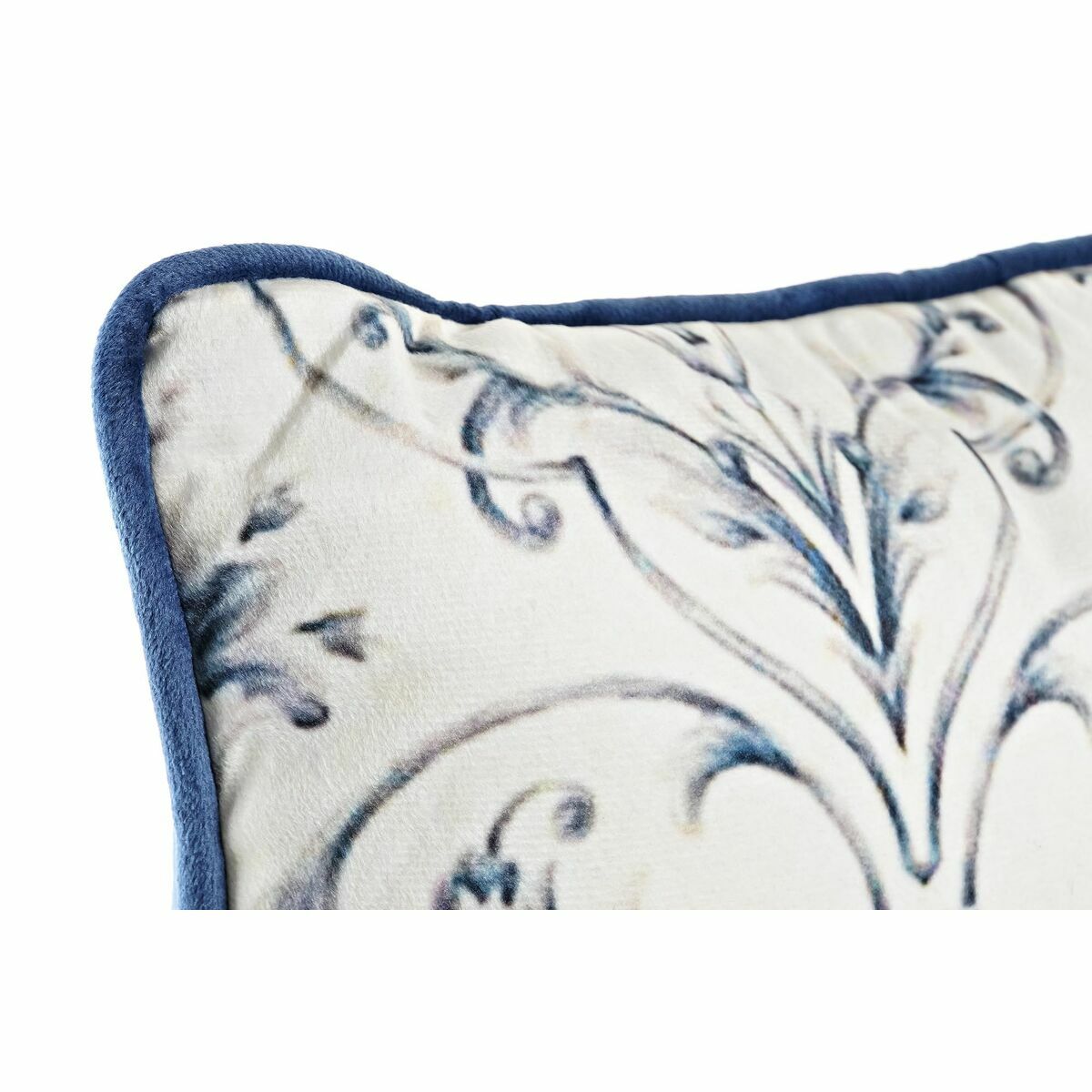 Kissen DKD Home Decor Blau Weiß karriert Blomster Neoklassisch 45 x 10 x 45 cm