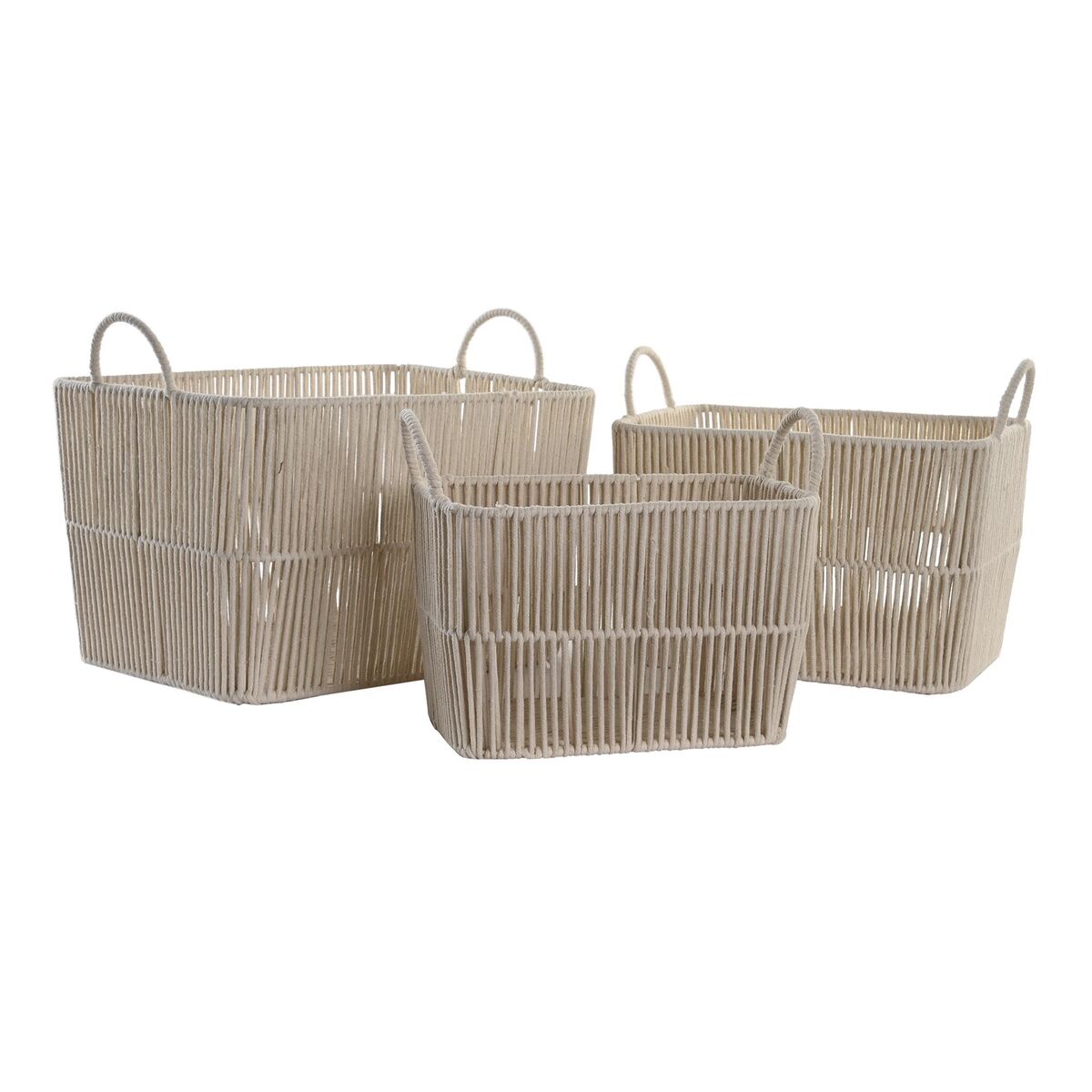 Korb-Set DKD Home Decor Beige Metall 39 x 29 x 31 cm 3 Stücke