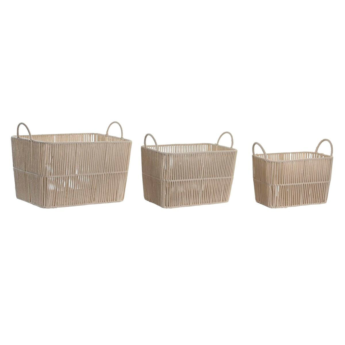 Korb-Set DKD Home Decor Beige Metall 39 x 29 x 31 cm 3 Stücke