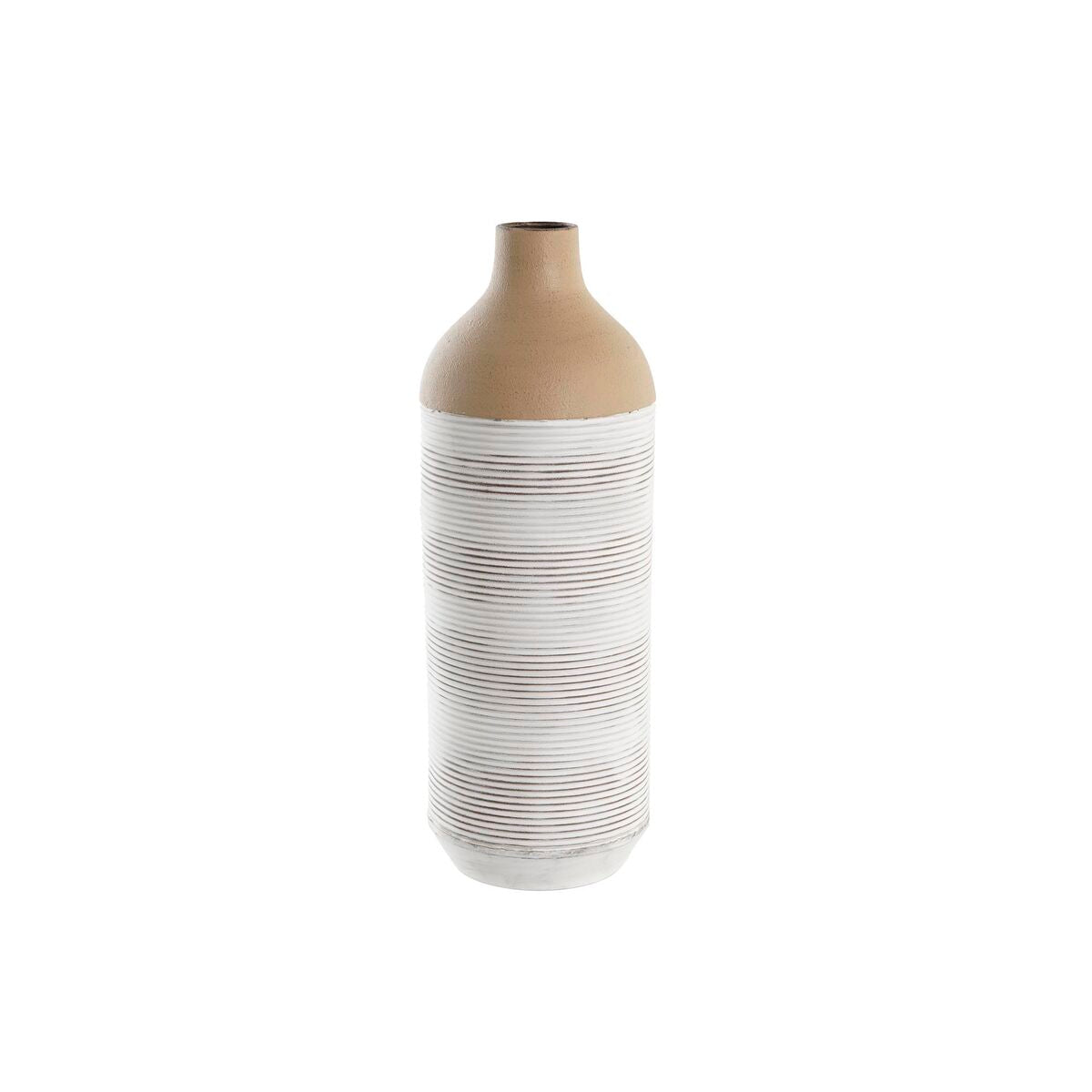 Vase DKD Home Decor 16 x 16 x 45 cm Beige Metall Weiß Kolonial