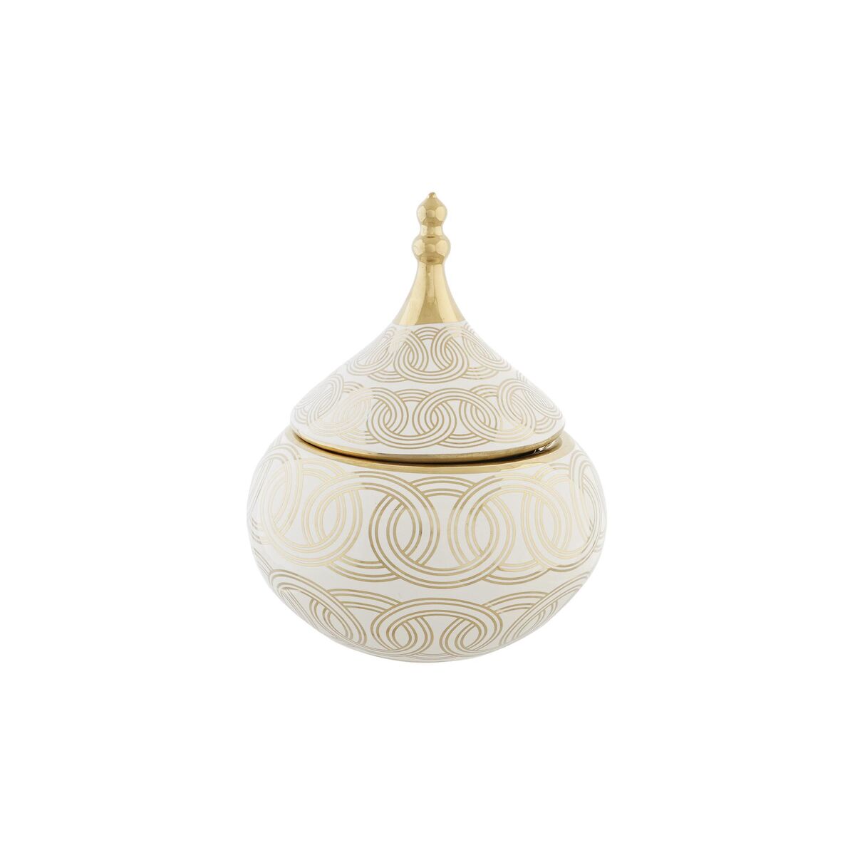 Vase DKD Home Decor Weiß Gold Porzellan Orientalisch Verchromt 18 x 18 x 22 cm